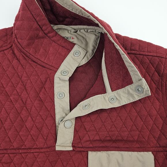 UNTUCKit Pullover Sweater Men's M 1/4 Snap Quilted Red Long Sleeve Carufe 40179 - Picture 3 of 9